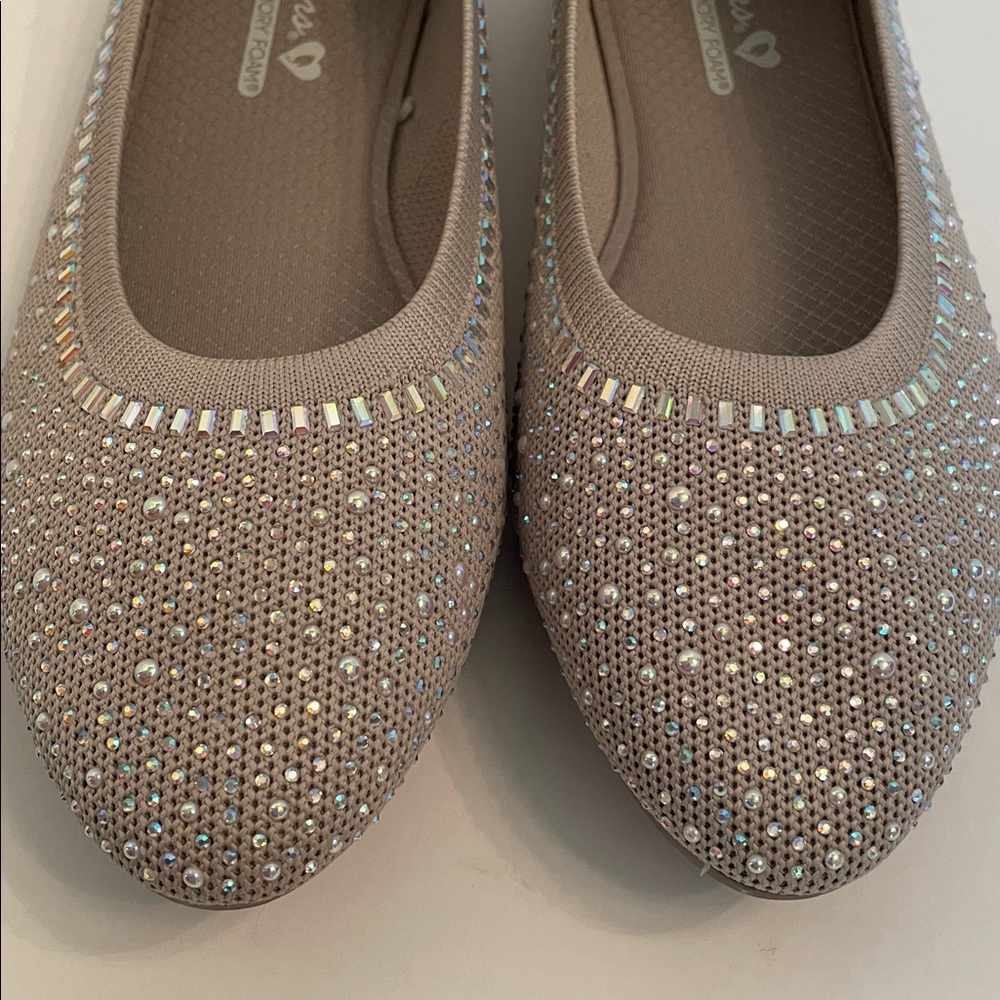 Skechers Cleo 2.0 Shoes Mesmerizing Nights Taupe Comfort Ballet Flats Shoes - Picture 12 of 13